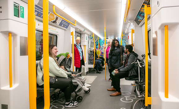 Inside a new Metro train